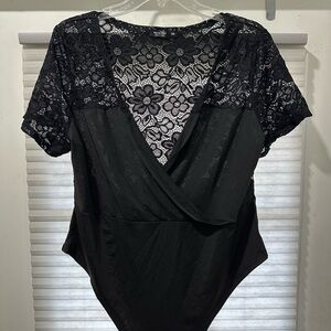 SHEIN Black Lace Floral Bodysuit